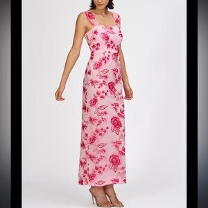 JS Collections Pink Floral Midi Dress